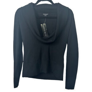 NEW Lafayette 148 New York S Classic Black Cowl Neck Sweater 100% Merino Wool D8